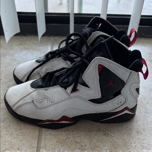 Jordan Kids White and Black Sneakers with Red Accents